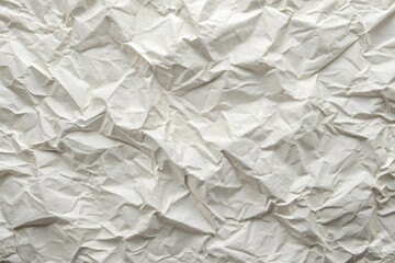 Obraz premium Crushed white paper texture with natural fibre flecks, crumpled mulberry paper background