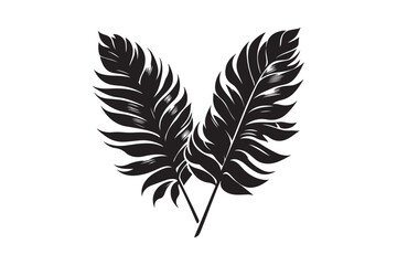 tropical two separated black leaf silhouette 41.eps