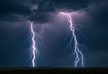 Fototapeta premium Huge thunderstorm hits at night 