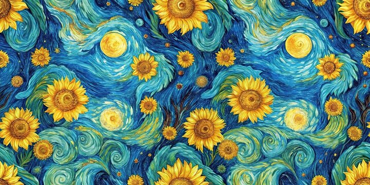 Low angle seamless pattern with vibrant paint style artwork