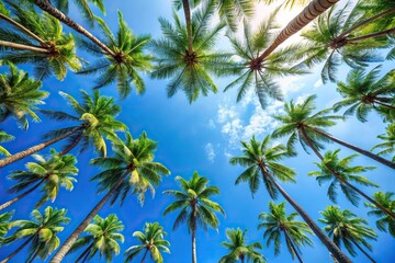 Obraz premium Low angle shot of blue sky with palm trees