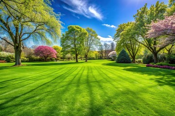 Obraz premium Fresh green lawns in spring nature background texture