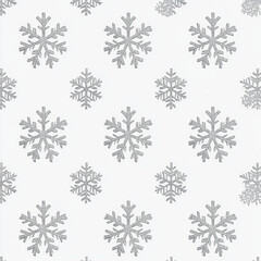 Delicate silver snowflakes on a white background create a winter-themed decorative pattern
