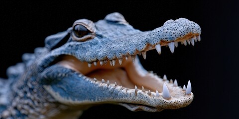 Obraz premium Close up of a Crocodile s Jaw with Sharp Teeth