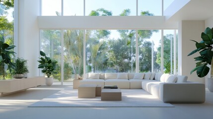 Cozy living room adorned in soft pastel colors, creating a warm and inviting natural atmosphere.