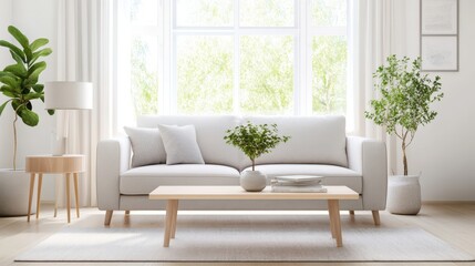 Cozy living room adorned in soft pastel colors, creating a warm and inviting natural atmosphere.