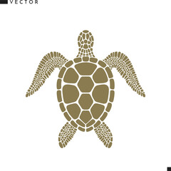 Sea turtle silhouette. Isolated turtle vector illustration
