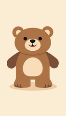 Fototapeta premium Cheerful cartoon teddy bear standing friendly against warm beige background