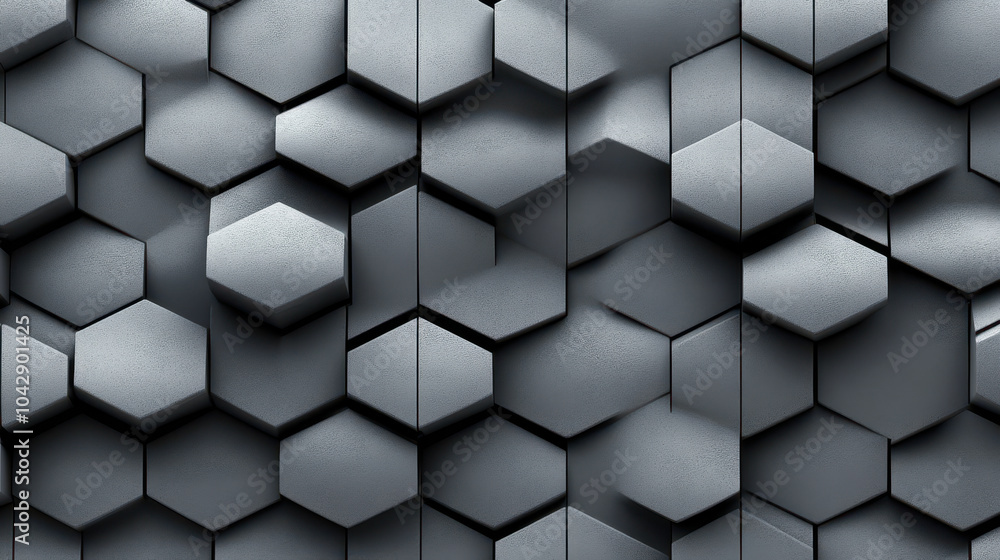 Poster 3d gray geometric hexagonal pattern background for modern design and architecture