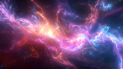 Fototapeta premium Tendrils of bright electricity emanate from the being merging with the cosmic Aether