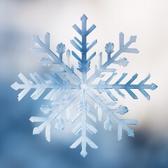 snowflake with delicate blue and white patterns, set against a soft gradient background