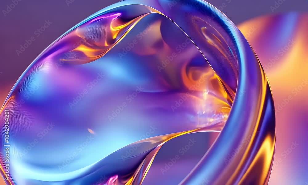 Poster abstract fluid iridescent holographic neon curved wave in motion colorful background 3d render. grad
