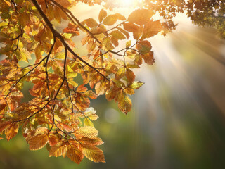 Obraz premium Autumn leaves in the sun