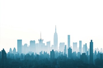 Scenic view of New York City skyline featuring iconic high-rise buildings in Midtown Manhattan at dusk