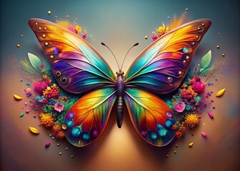 Abstract Colorful Butterfly Design for Beauty Care, Business Salon, Female Premium Art, Modern Bird Aesthetic, Vibrant Butterfly Imagery, Conceptual Photography