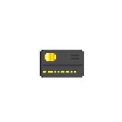 Credit card pixel art icon. Design for logo, web, mobile app, sticker, badges and patches. Video game sprite. 8-bit. Isolated vector illustration.