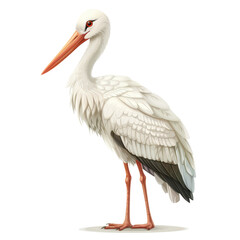 Obraz premium White Stork Illustration Isolated on Transparent or White Background, PNG