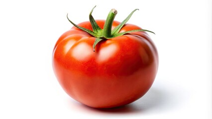 Fresh Isolated Tomato on White Background for Culinary and Food Photography, Vibrant Red Color of Tomato with Natural Textures, Perfect for Recipes, Healthy Eating, and Nutrition Illustrations