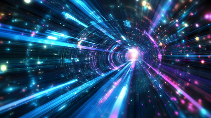 Obraz premium Light tunnel with colorful lights -