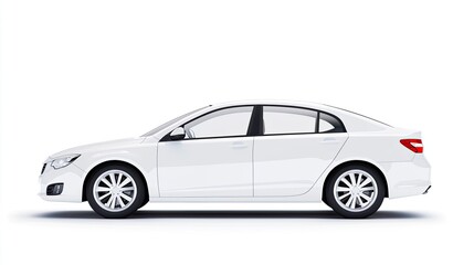 Fototapeta premium Sleek White Sedan on White Background