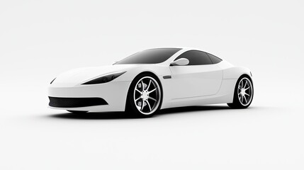 Sleek White Sports Car on Minimalist Background
