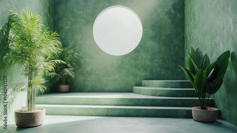 Poster a fresh minimal green background with a gentle texture, ideal for showcasing products or as a stylis