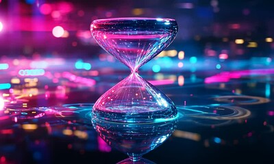 Hourglass in Neon Lights - Powered by Adobe