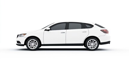 Obraz premium Sleek White Hatchback on Clean Background