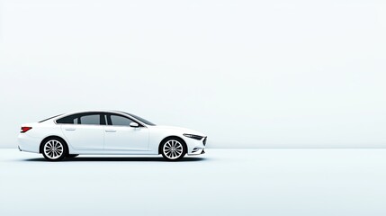 Obraz premium Sleek White Sedan Against Minimalist Background