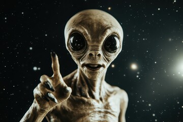 Mysterious alien gesturing in the cosmic space