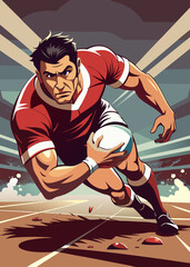 Intense Rugby Player in Action on the Field