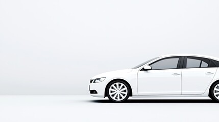 Fototapeta premium Sleek White Sedan Against Minimalist Background