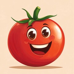 A cartoon bush tomato with a cheerful face