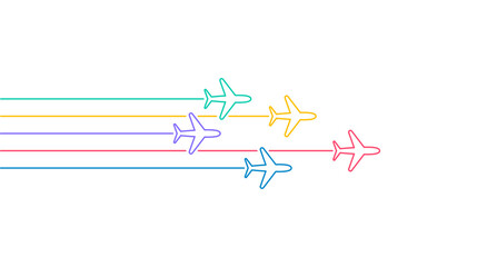 Business travel concept. Airplane line