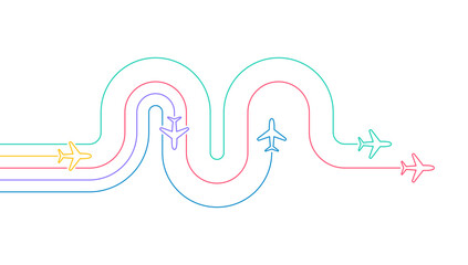 Business travel concept. Airplane line