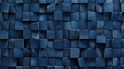 Abstract geometric blue cube pattern forming a three-dimensional texture