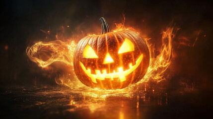 halloween pumpkin on a forrest background