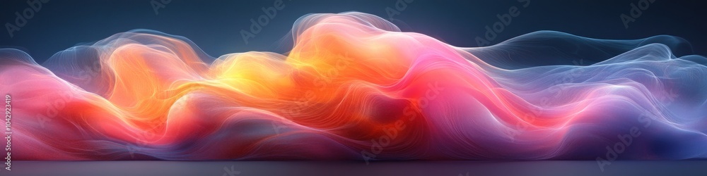 Poster abstract colorful waves blending in a smooth gradient.