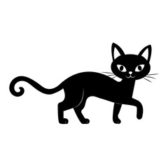 Black silhouette of a  cat. Vector illustration