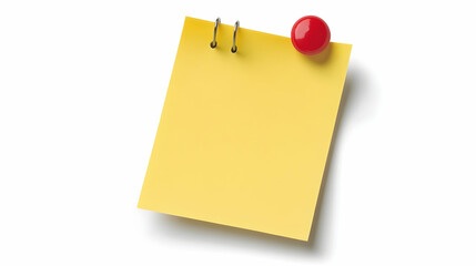 Yellow sticky note pinned. Isolated on white background -