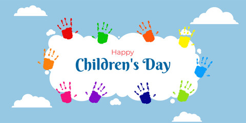 Obraz premium Vector illustration of Happy Children's Day social media template