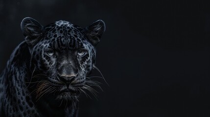 Obraz premium Black panther emerging from the shadows in a dark and intense atmosphere
