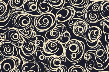 Vintage seamless pattern with elegant swirling curls &ndash; classic retro design ideal for textiles, wallpapers, and digital art backgrounds