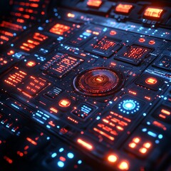 Obraz premium Futuristic digital roadmap with technology milestones and business objectives