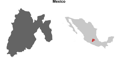 Obraz premium Mexico state blank outline map set