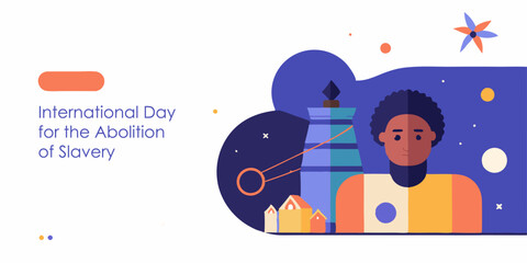International day for the abolition of slavery poster design with symbolic illustrations
