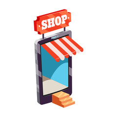 Isometric store online shopping illustration