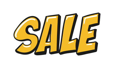 Sale word cartoon typography on white background
