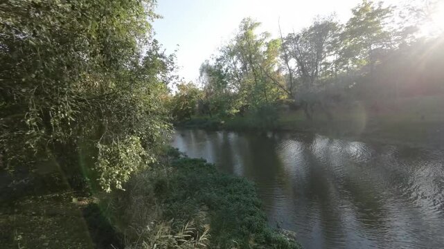 A first-person view FP V flight along the Main-Danube Canal in Frth, Germany. The video starts at the Frth Stadtgrenze city limits sign and heads south along the canal, passing under several bridges