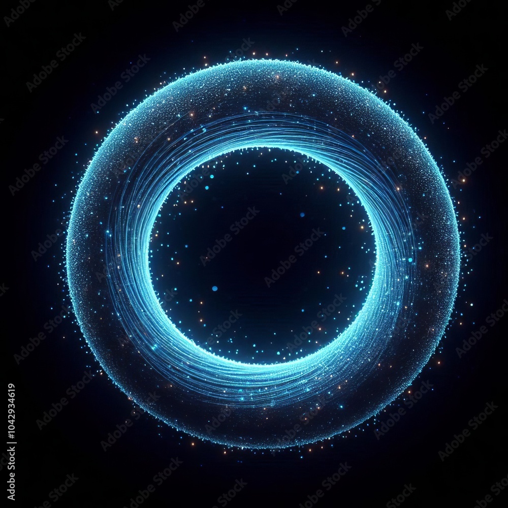 Aufkleber an abstract blue background with swirling light and glowing fractal patterns, blending waves of ener